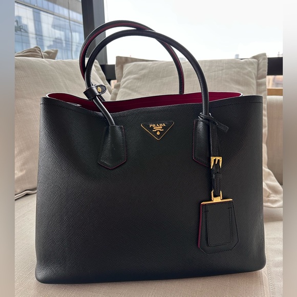 Prada Black and Red Leather Handbag - Picture 1 of 7